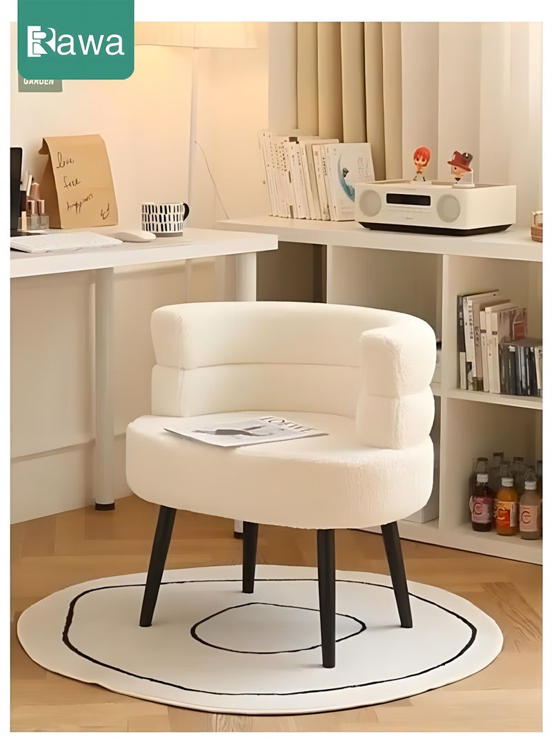 روعة كرسي بوكل عصري بأرجل على الطراز الاسكندنافي  كرسي تزيين، كرسي تزيين غرفة نوم، أبيض - Image 1